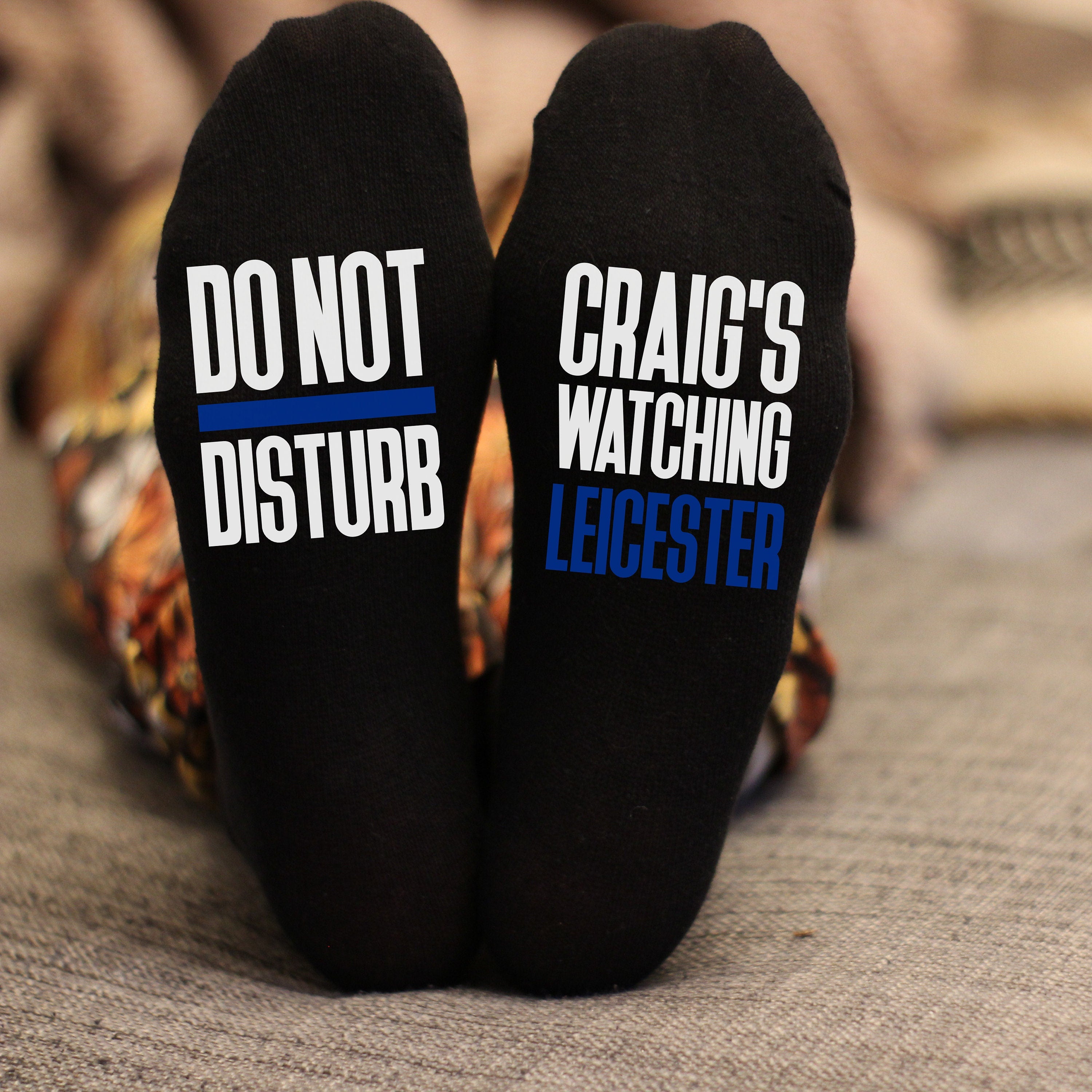 Custom Do Not Disturb Watching Leicester Name Socks - Personalised Printed and Personalised - Birthday Gift - Christmas Gift