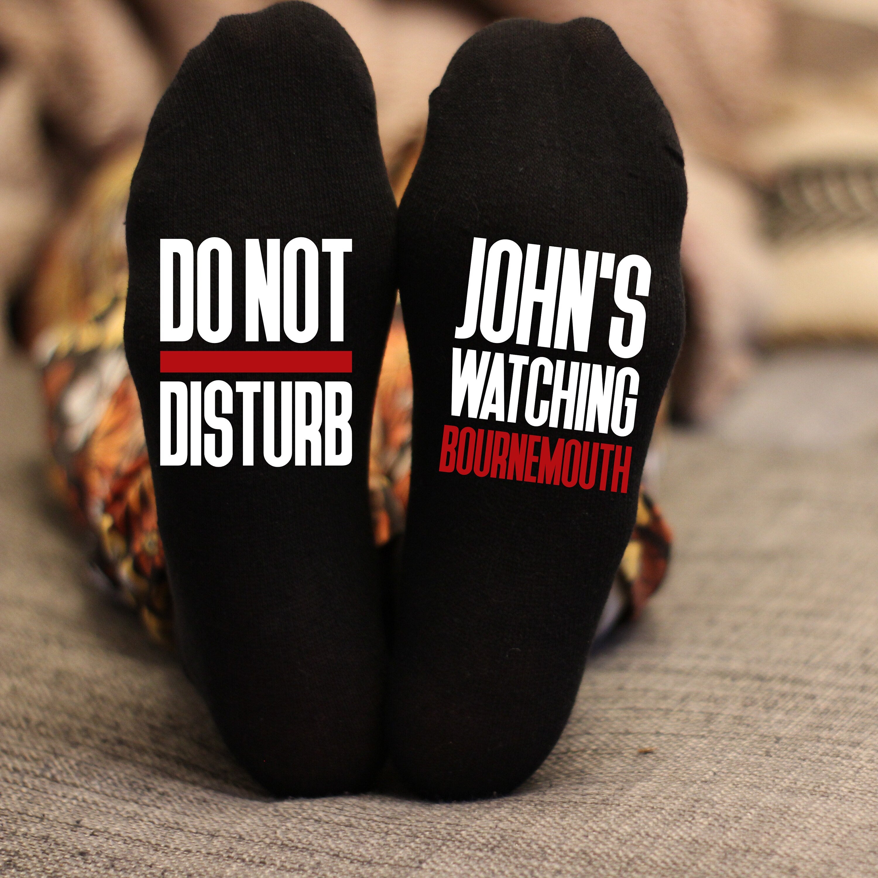 Custom Do Not Disturb Bournemouth Name Socks - Personalised Printed Birthday Gift - Christmas Gift - The Cherries Football