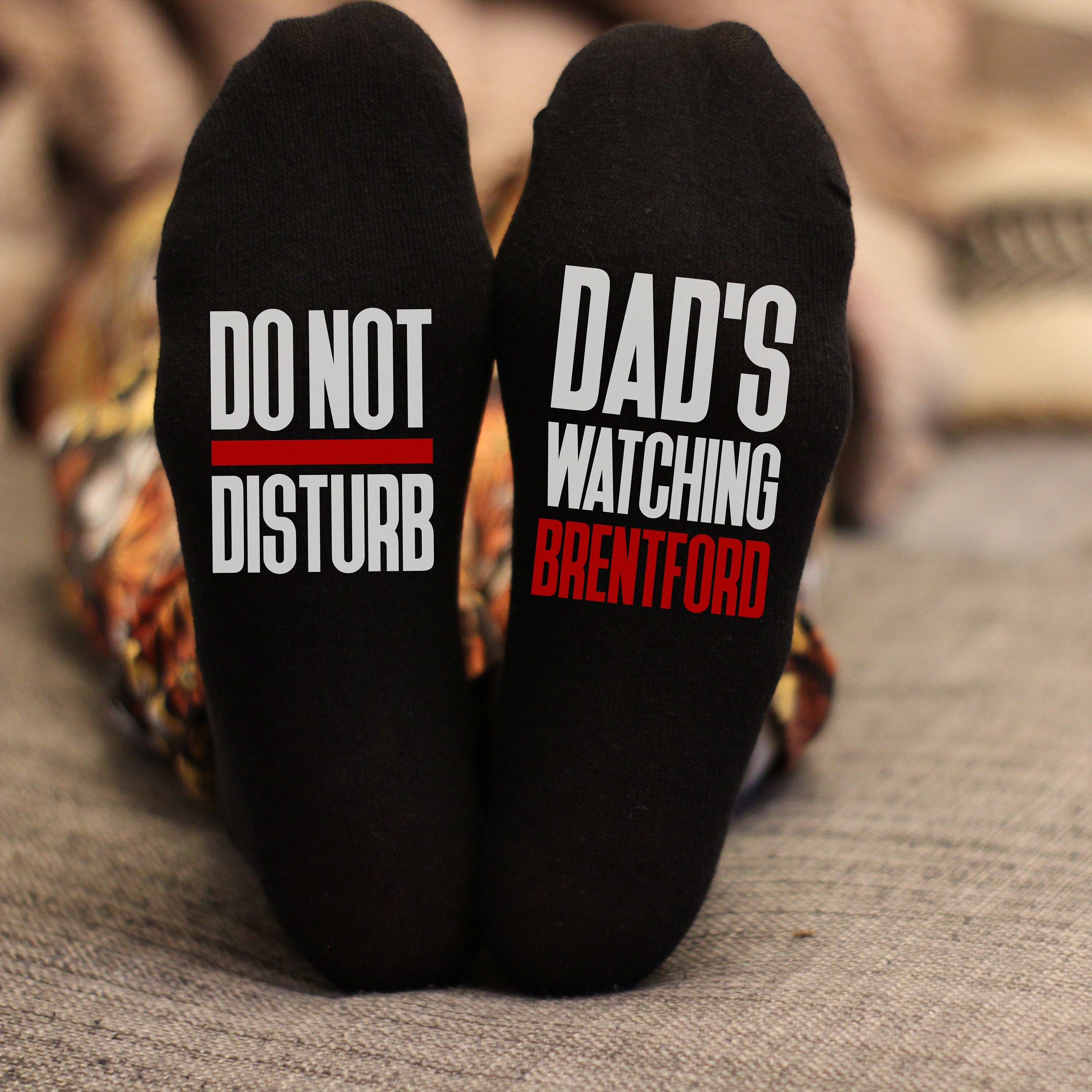 Custom Do Not Disturb Watching Brentford Name Socks - Personalised Printed and Personalised - Birthday Gift - Christmas Gift - The Bee