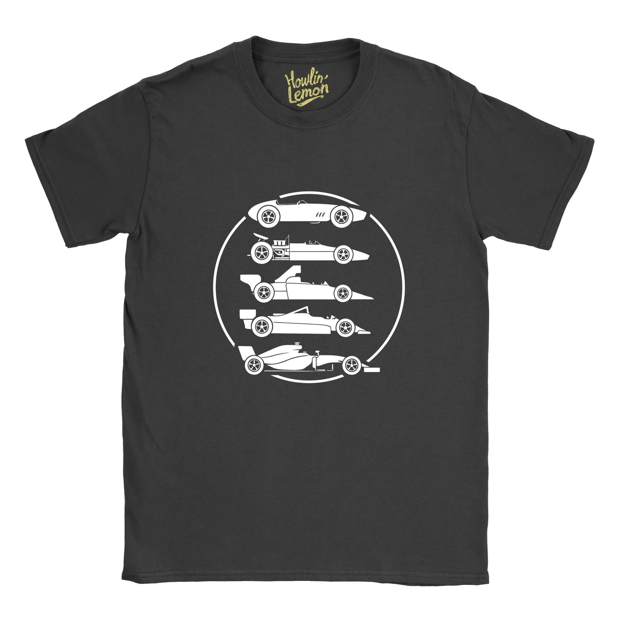 Formula One Evolution Vintage Racing T-Shirt - F1 Car Print Unisex Cotton