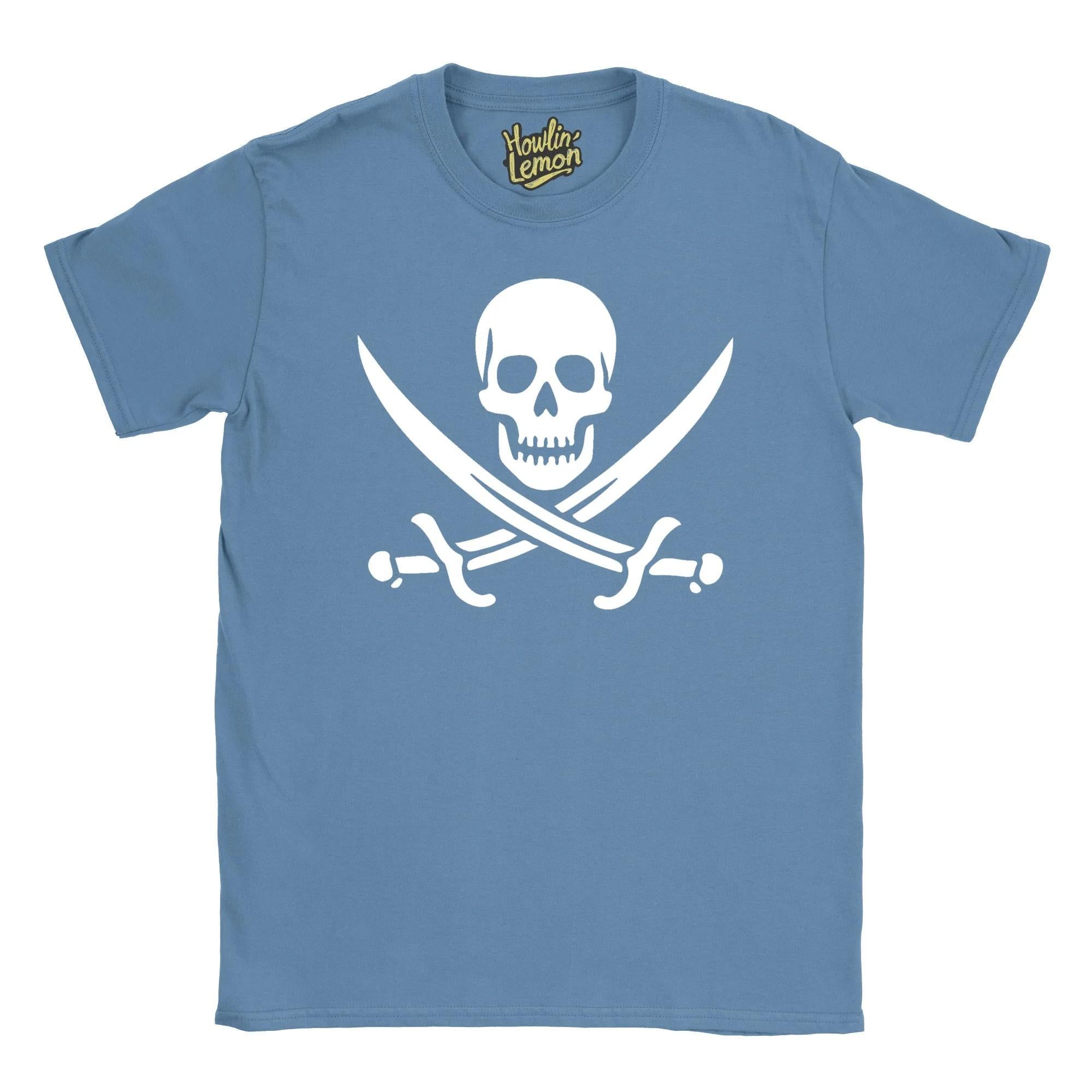 Calico Jack Pirate Flag T-Shirt - Historical Pirate Captain Design - Skull Crossed Swords Graphic Tee - Vintage Pirate Shirt - Nautical