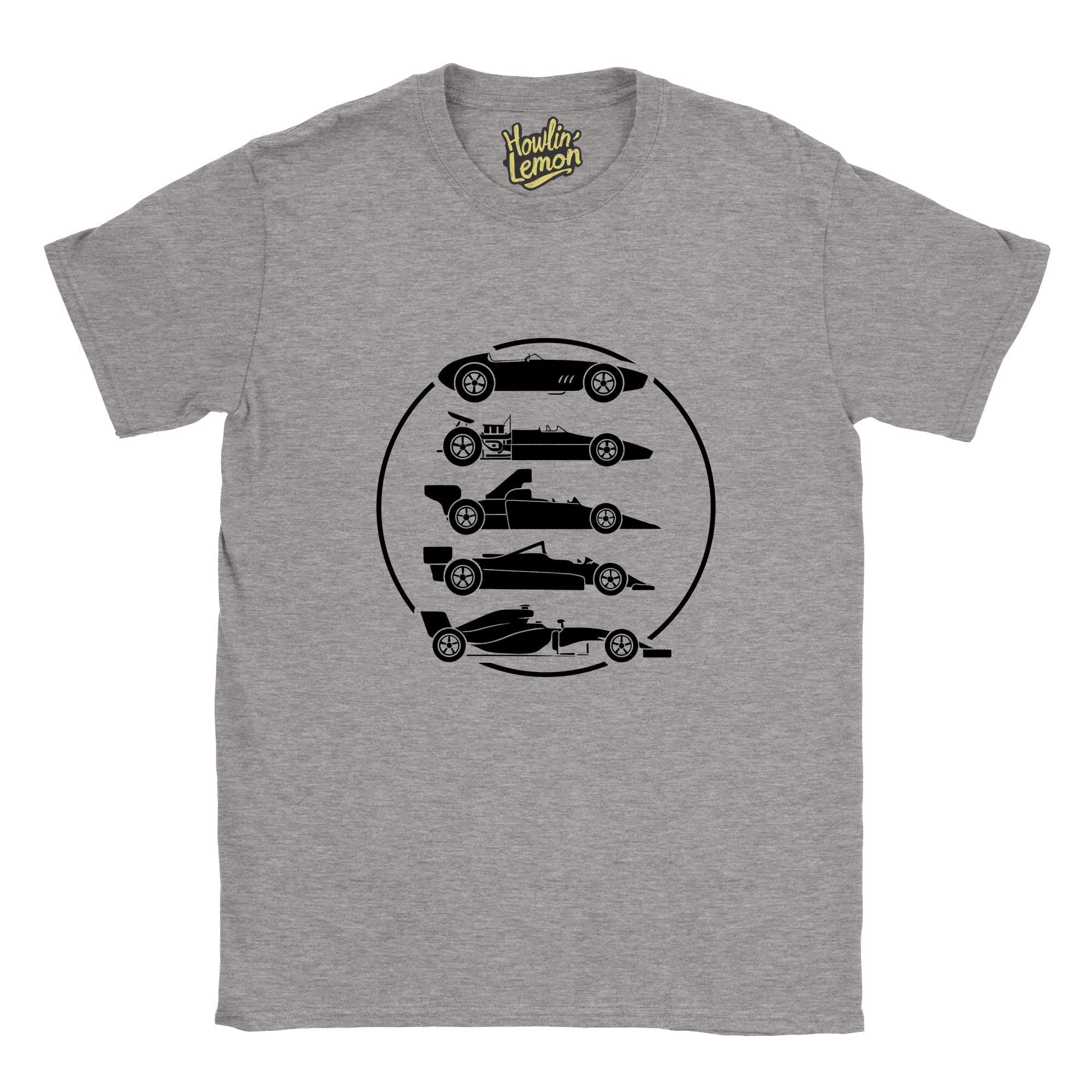 Formula One Evolution Vintage Racing T-Shirt - F1 Car Print Unisex Cotton