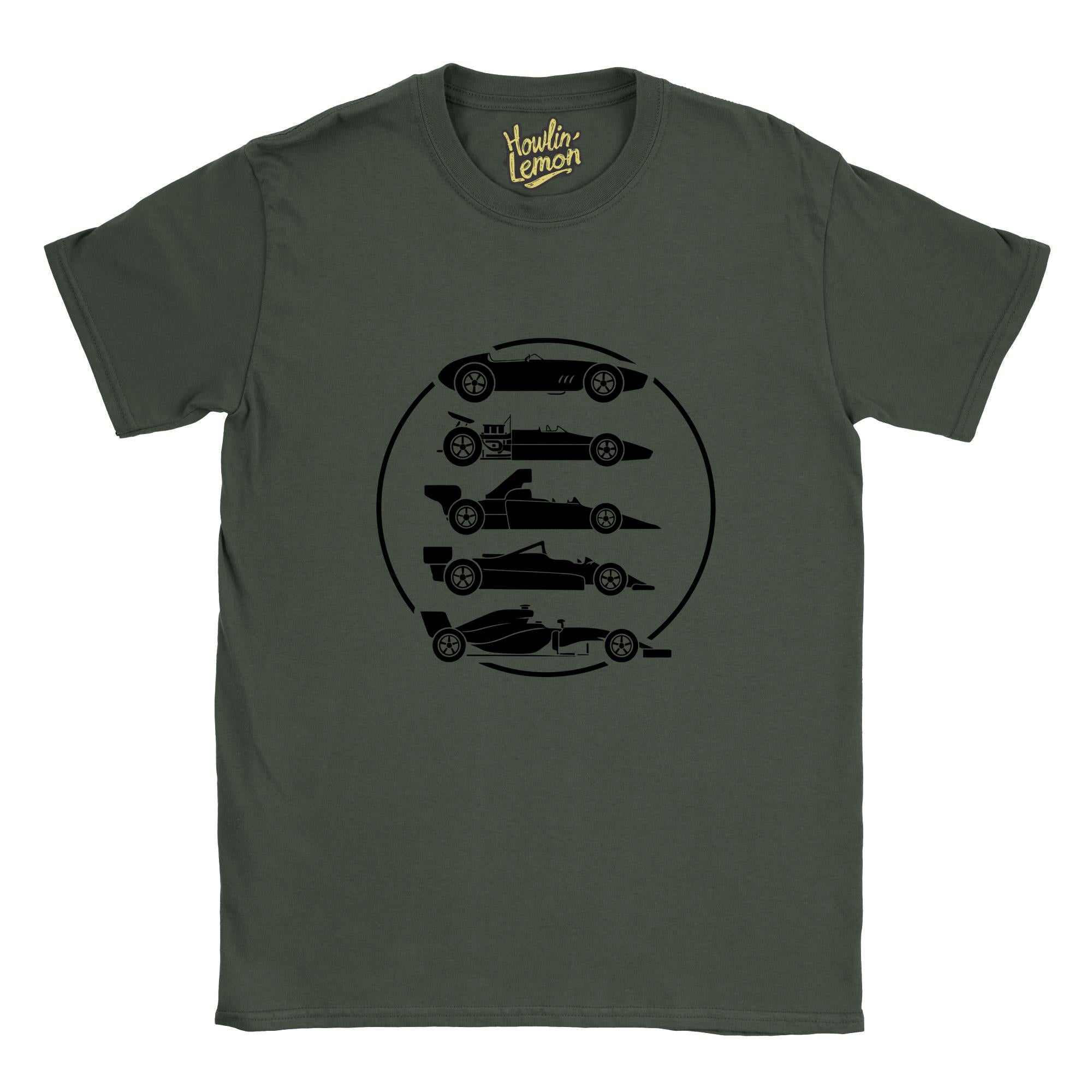 Formula One Evolution Vintage Racing T-Shirt - F1 Car Print Unisex Cotton