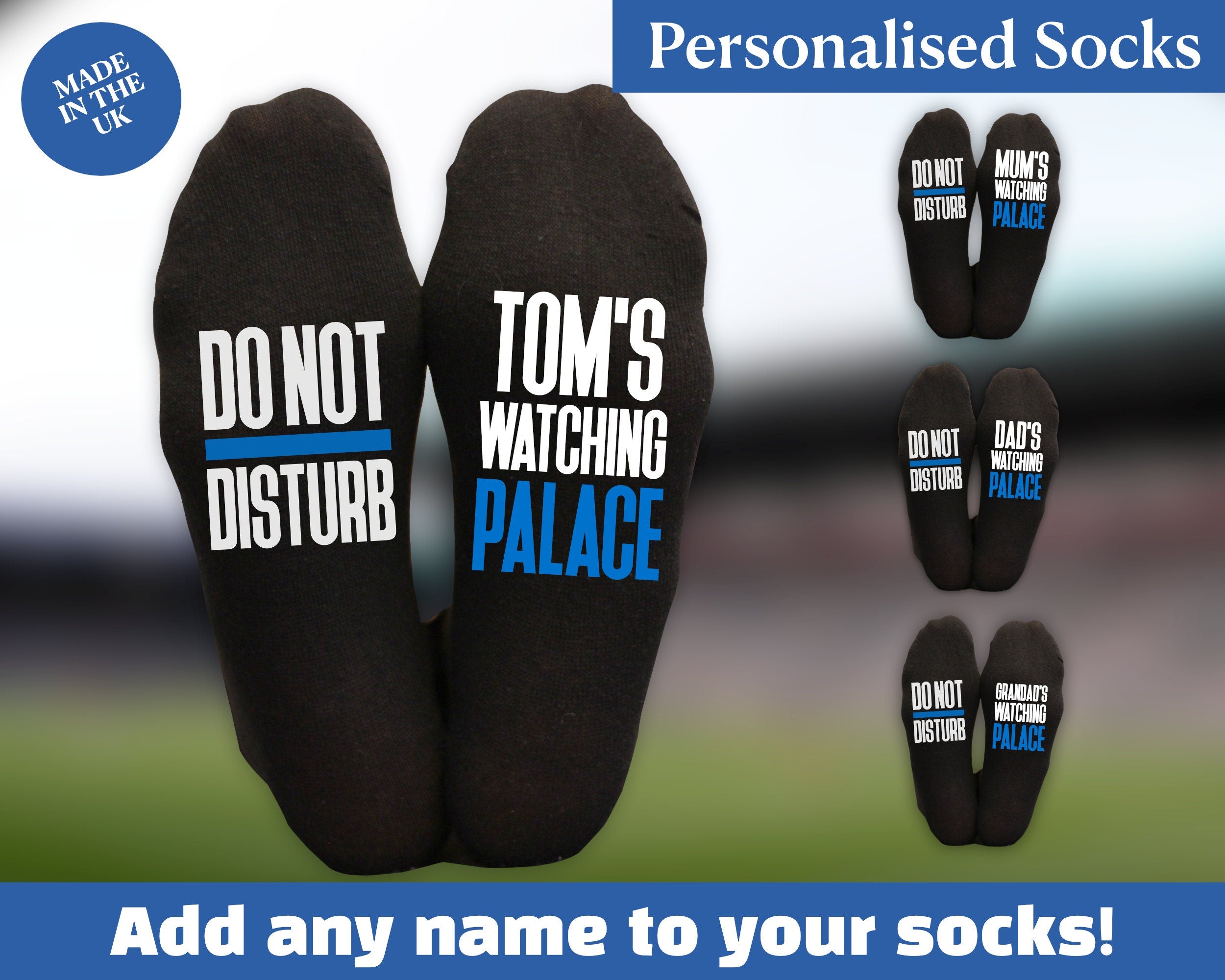 Custom Do Not Disturb Watching Crystal Palace Name Socks - Personalised Printed and Personalised - Birthday Gift - Christmas Gift