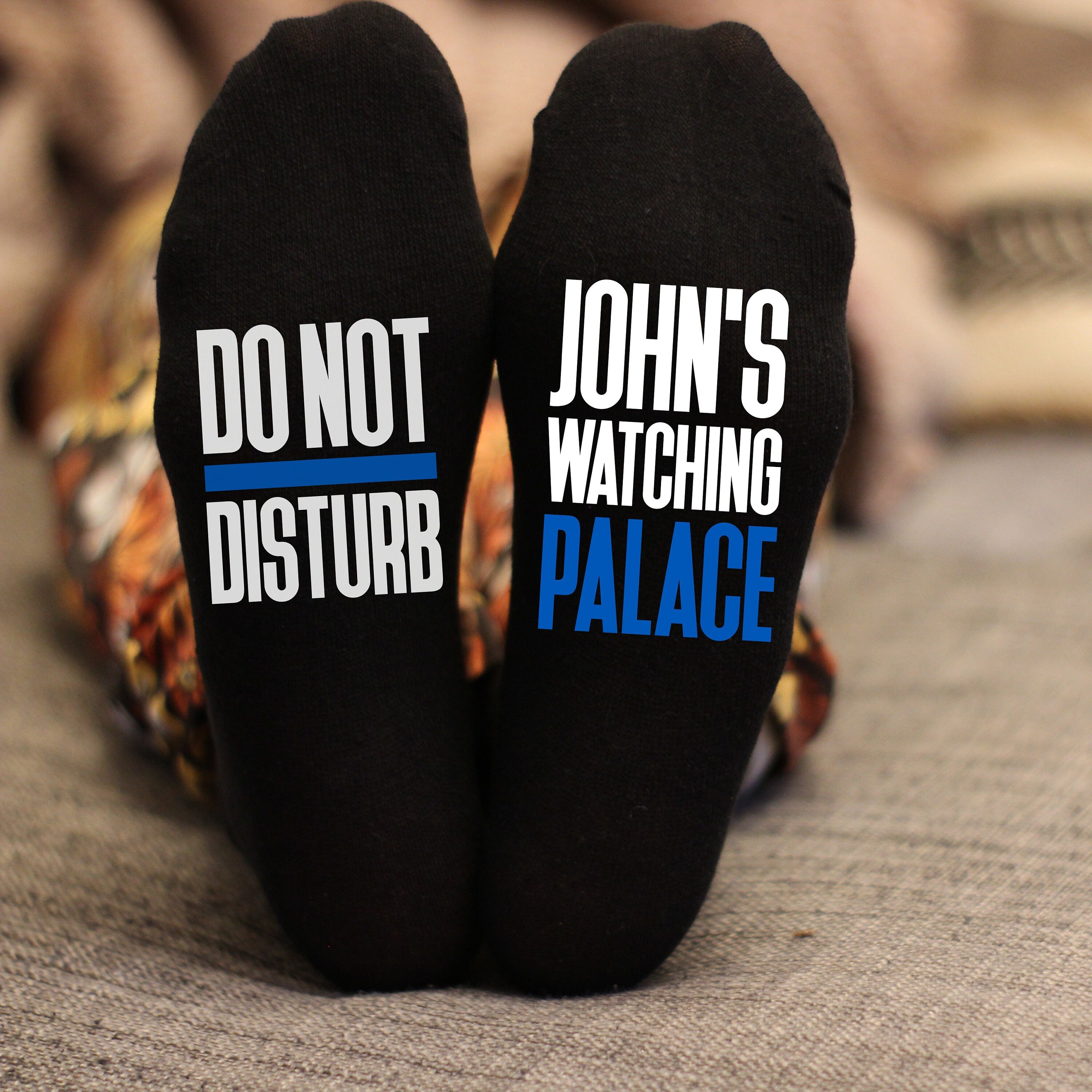 Custom Do Not Disturb Watching Crystal Palace Name Socks - Personalised Printed and Personalised - Birthday Gift - Christmas Gift