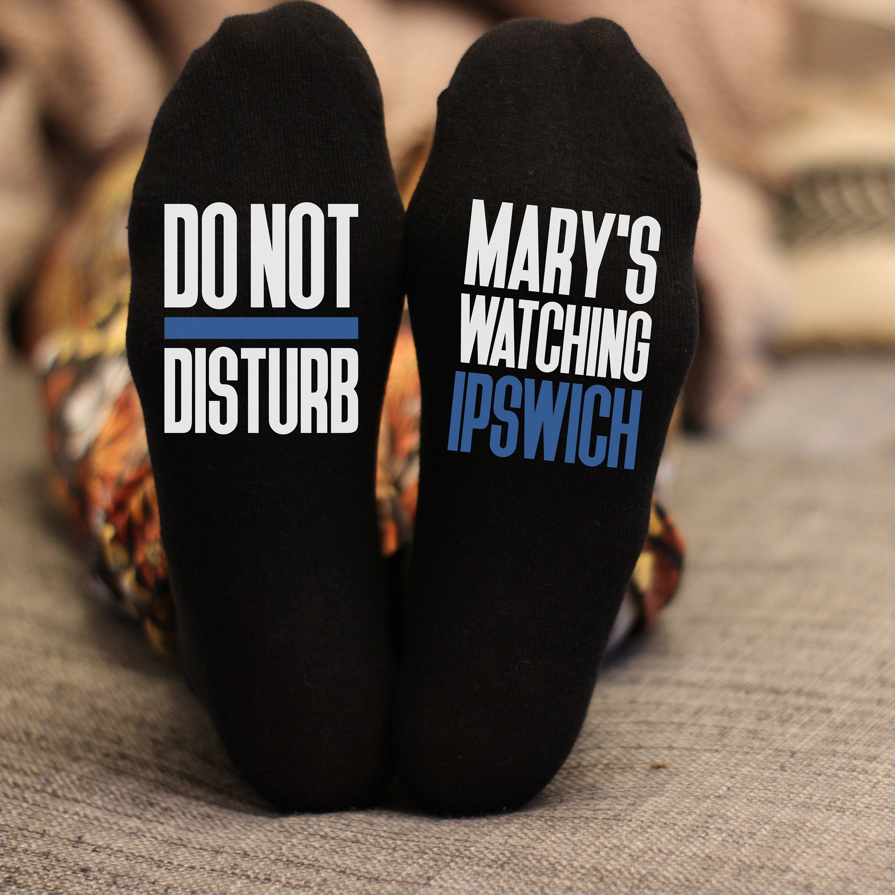 Custom Do Not Disturb Watching Ipswich Name Socks - Personalised Printed and Personalised - Birthday Gift - Christmas Gift