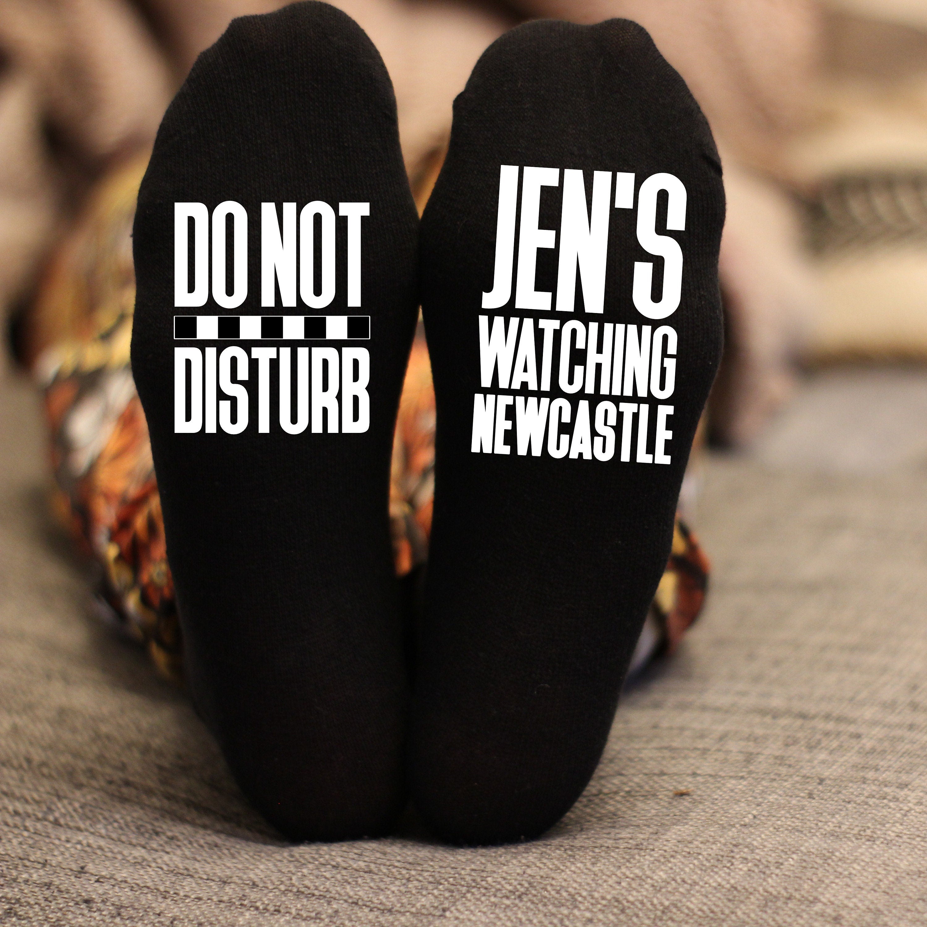 Custom Do Not Disturb Watching Newcastle Name Socks - Personalised Printed - Birthday Gift - Christmas Gift Football