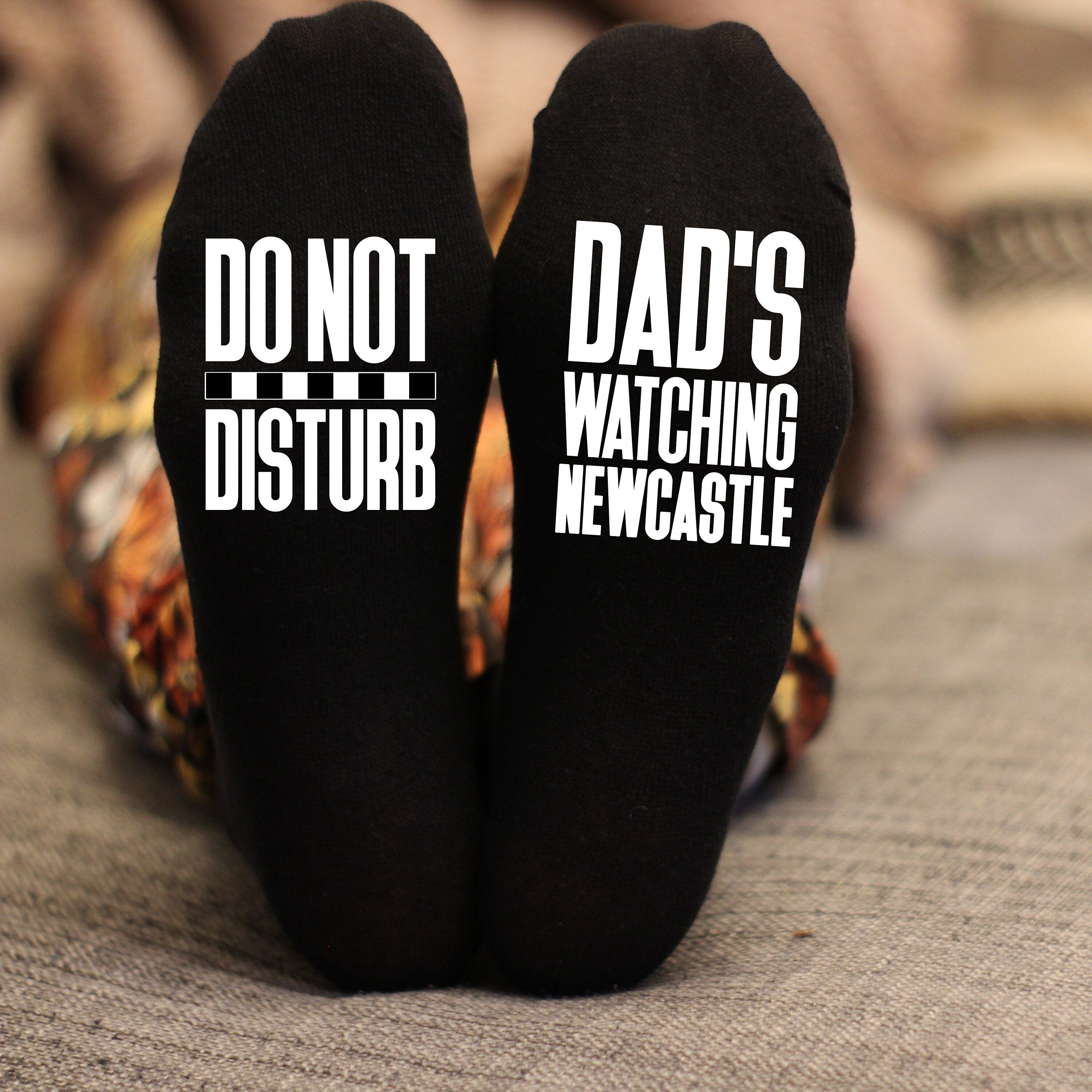 Custom Do Not Disturb Watching Newcastle Name Socks - Personalised Printed - Birthday Gift - Christmas Gift Football