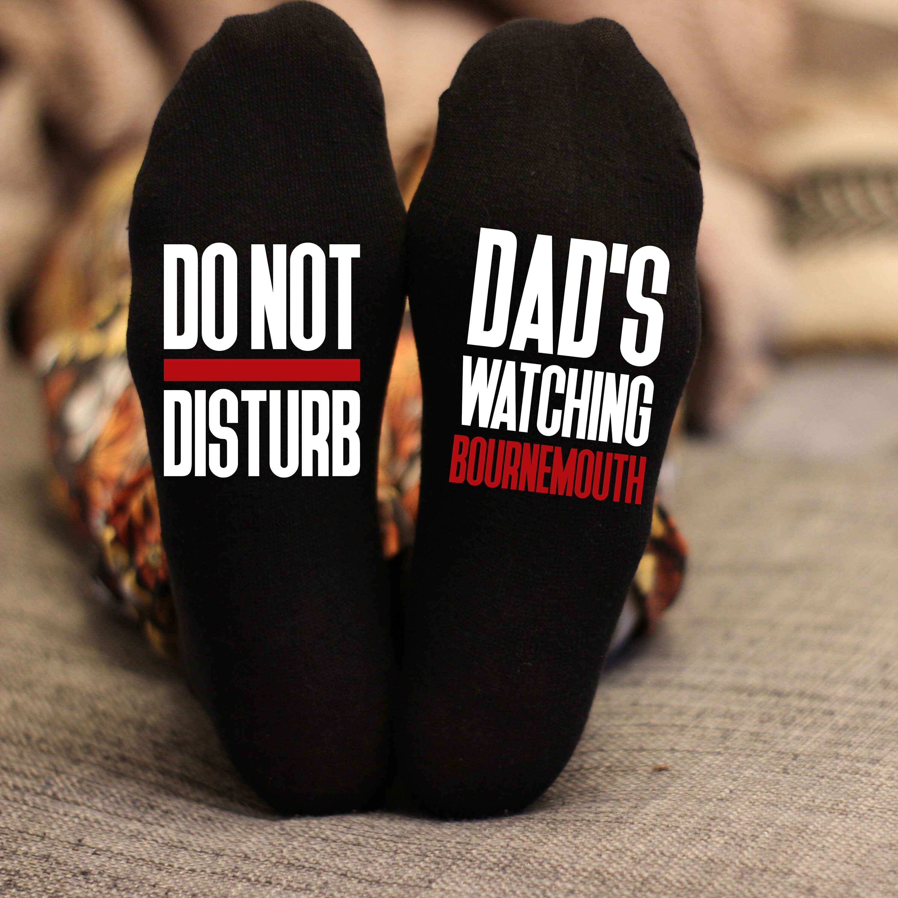 Custom Do Not Disturb Bournemouth Name Socks - Personalised Printed Birthday Gift - Christmas Gift - The Cherries Football