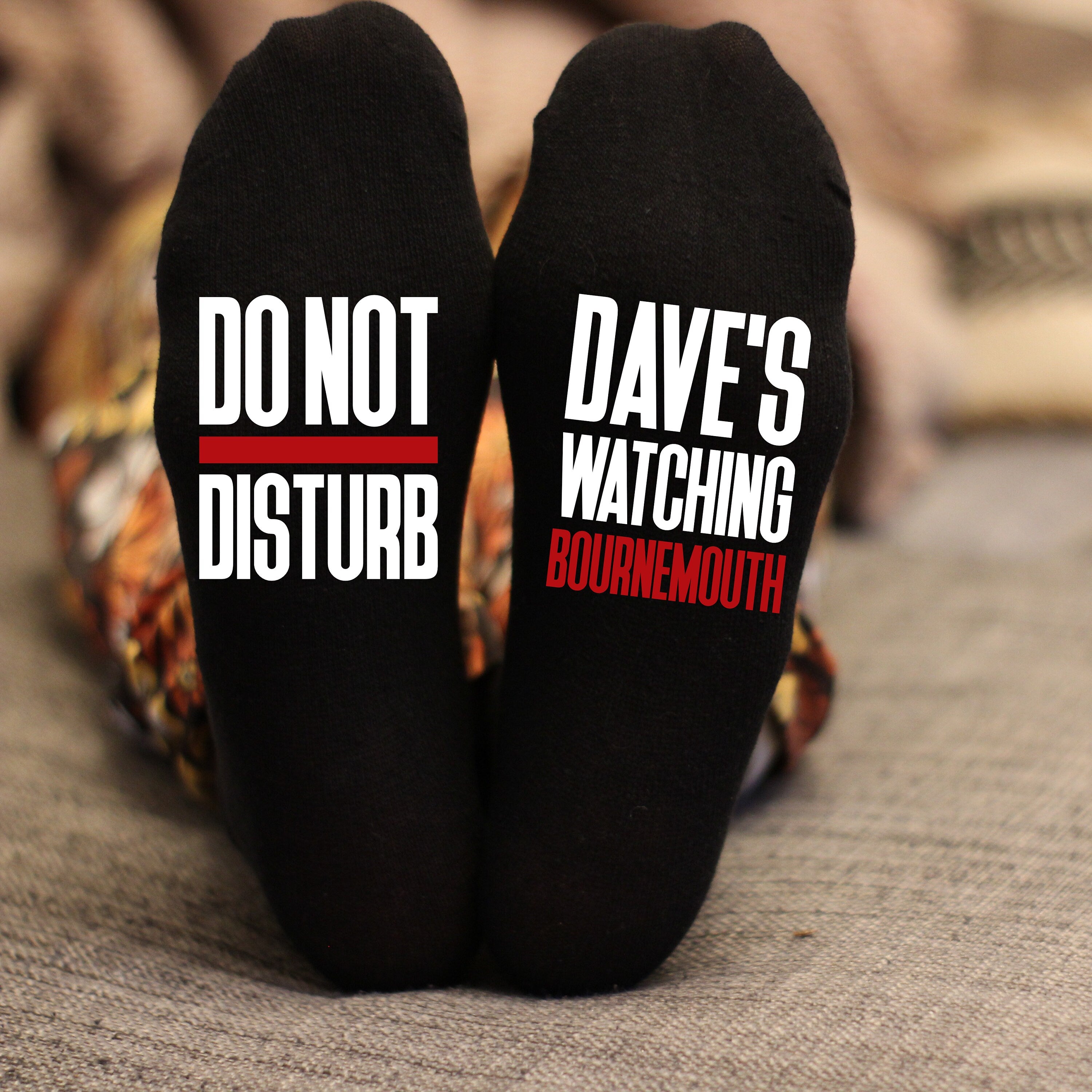 Custom Do Not Disturb Bournemouth Name Socks - Personalised Printed Birthday Gift - Christmas Gift - The Cherries Football