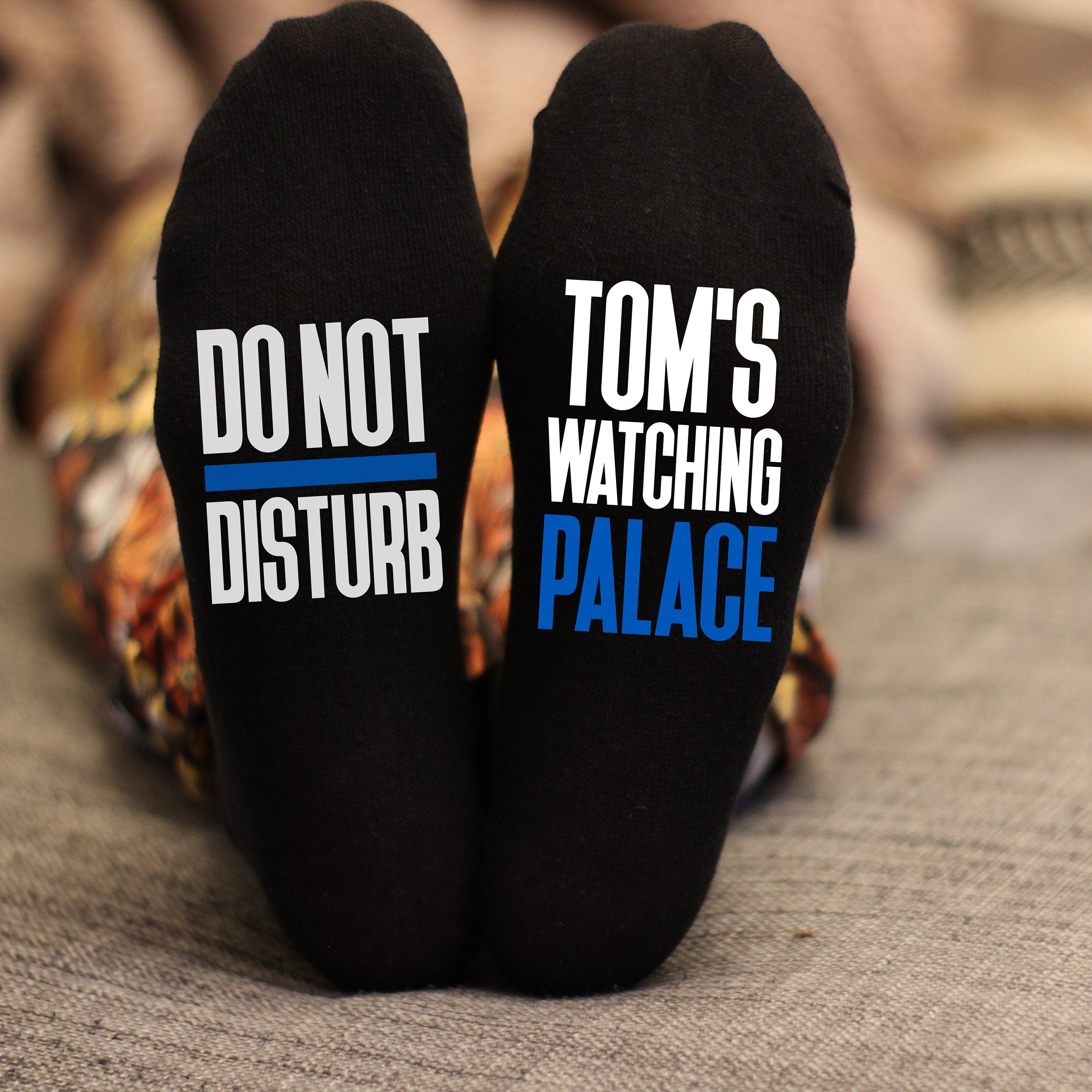 Custom Do Not Disturb Watching Crystal Palace Name Socks - Personalised Printed and Personalised - Birthday Gift - Christmas Gift