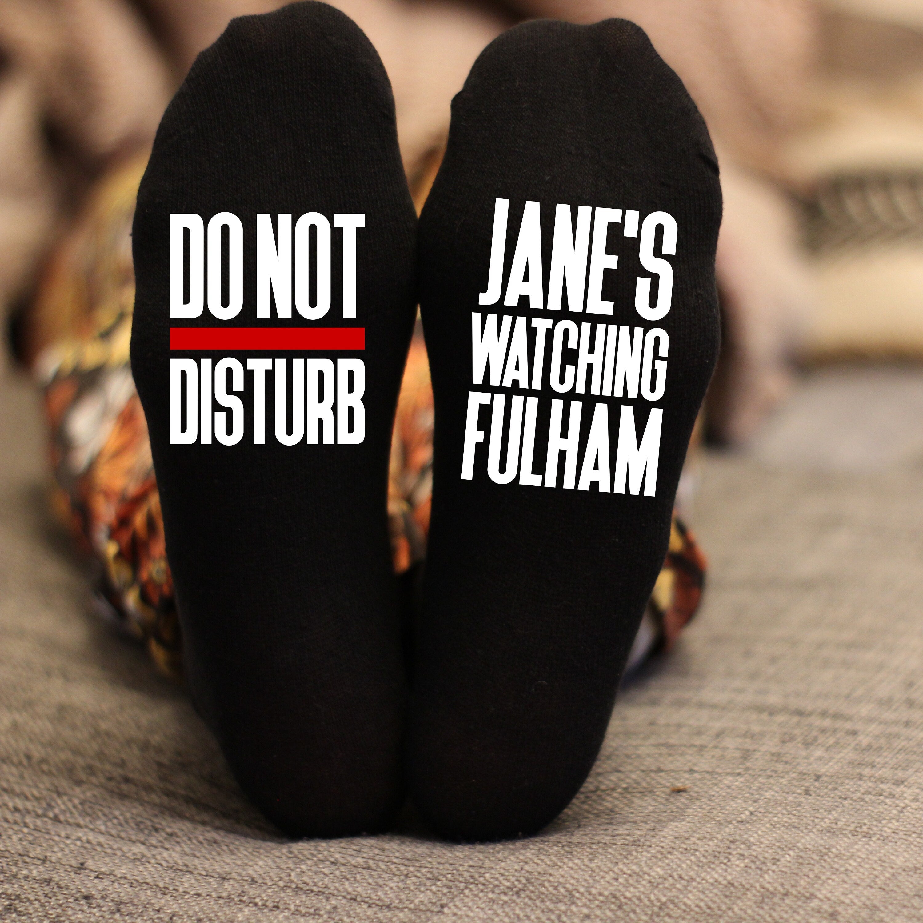 Custom Do Not Disturb Watching Fulham Name Socks - Personalised Printed and Personalised - Birthday Gift - Christmas Gift