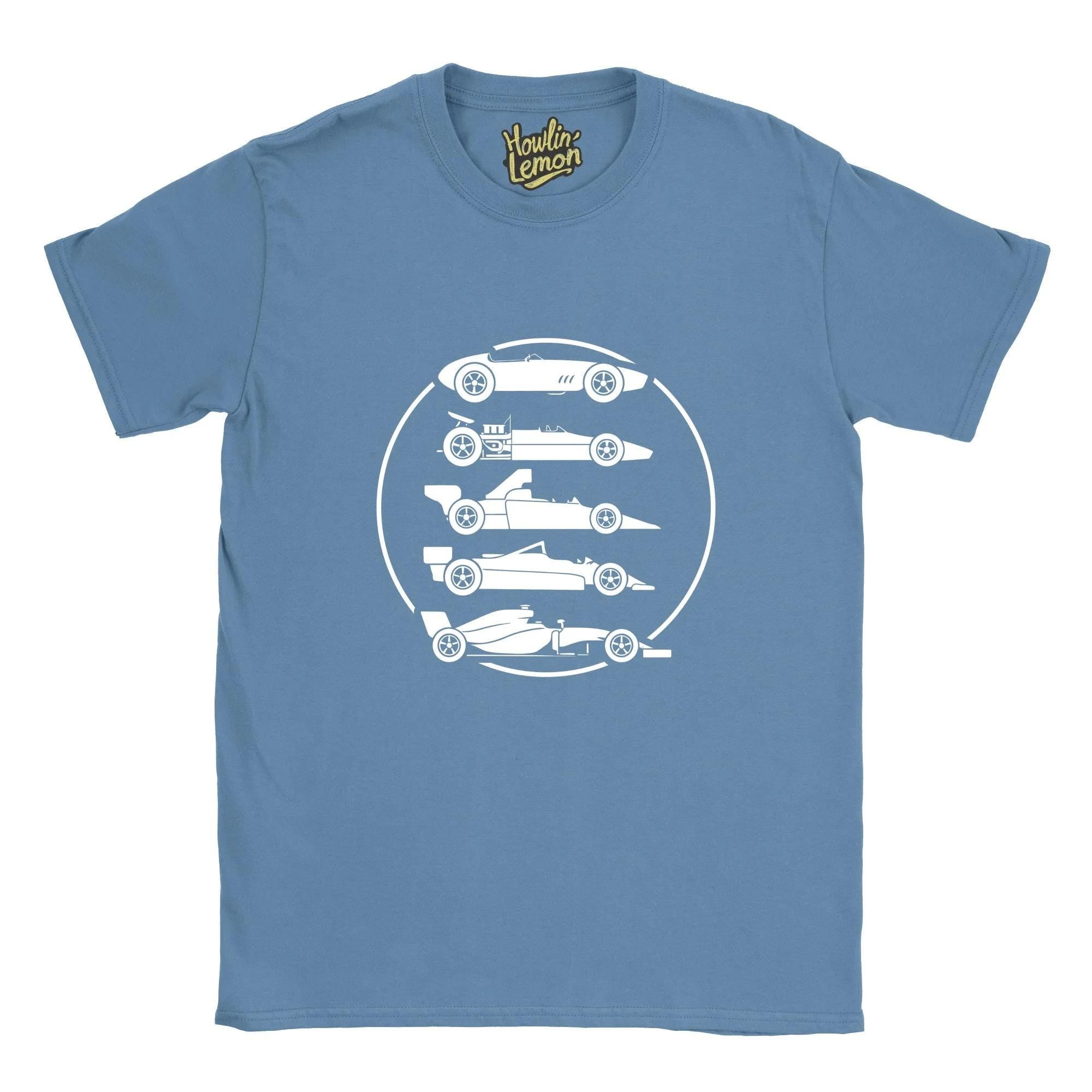 Formula One Evolution Vintage Racing T-Shirt - F1 Car Print Unisex Cotton
