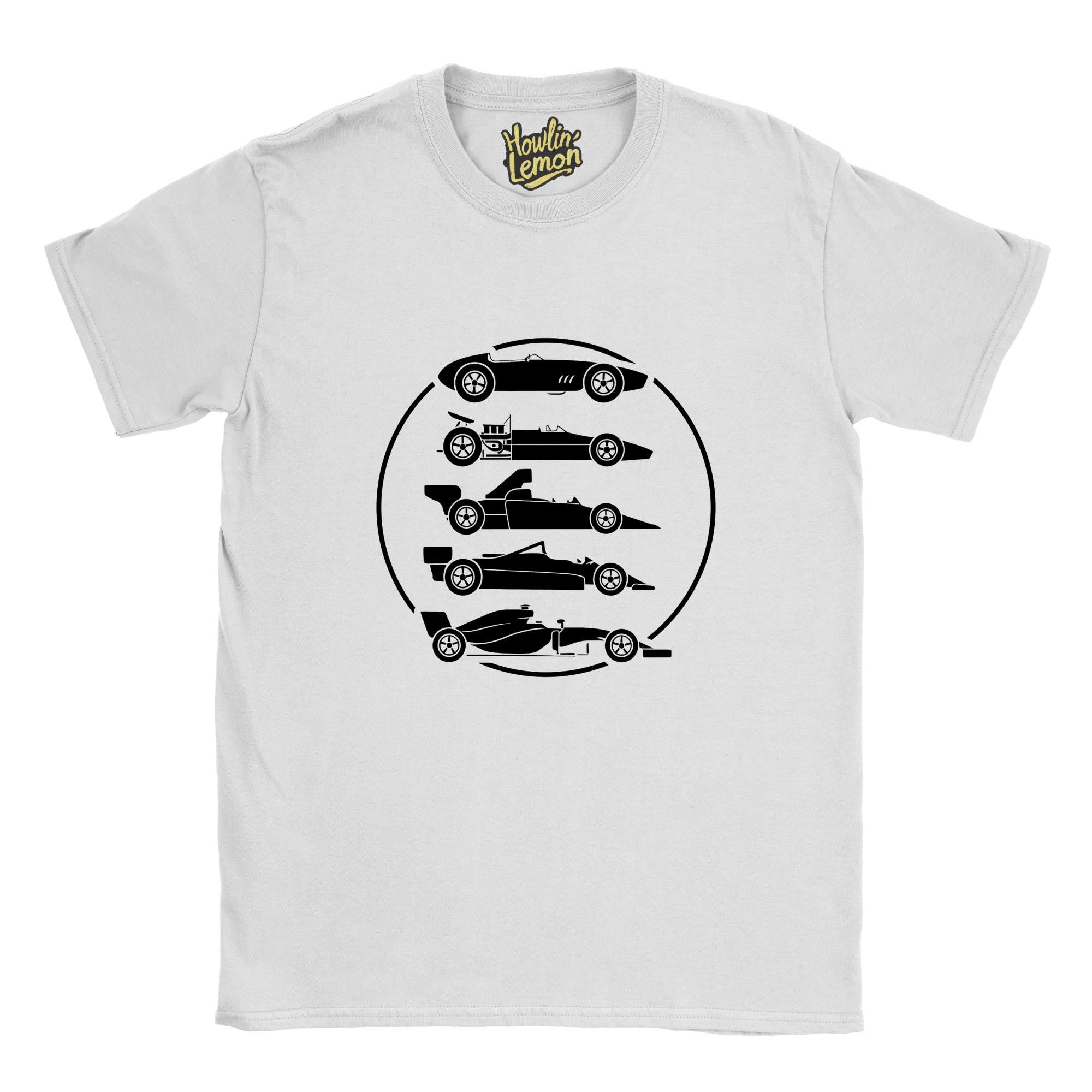 Formula One Evolution Vintage Racing T-Shirt - F1 Car Print Unisex Cotton