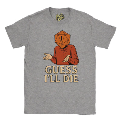 Guess I'll Die T-Shirt | D&D D20 Dice Shirt | Vintage RPG Gaming Tee | Funny DnD Gift for Dungeon Masters Players | Retro 80s 90s Style
