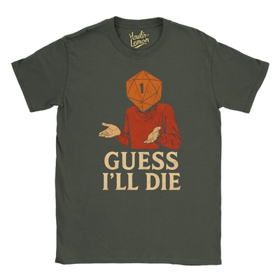 Guess I'll Die T-Shirt | D&D D20 Dice Shirt | Vintage RPG Gaming Tee | Funny DnD Gift for Dungeon Masters Players | Retro 80s 90s Style