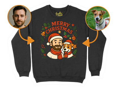 Pet and Human Christmas Sweater - Illustrated and personalised (Send us your photos!)